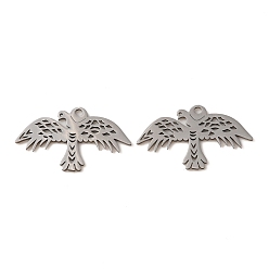 Нержавеющая Сталь Цвет Не тускнеющие 304 подвески из нержавеющей стали, лазерная резка, очарование птицы, цвет нержавеющей стали, 18x30x1 мм, отверстие : 1.6 мм