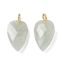 Green Aventurine Natural Green AventurinePendants, Faceted Heart Charms, with Brass Finding, 23.5~24x12~12.5x5.5mm, Hole: 2.5mm