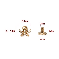 Light Gold Zinc Alloy Decorative Buttons, Skull, Light Gold, 2.3x2.05cm