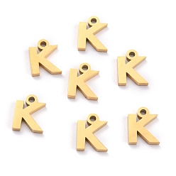 Letter K 304 подвески из нержавеющей стали, матовый стиль, греческий алфавит, золото, letter.k, letter.k: 9.5x7x1.5 мм, отверстие : 1.5 мм