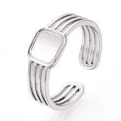 Нержавеющая Сталь Цвет 304 компоненты манжеты из нержавеющей стали, настройка кольца колодки, квадратный, цвет нержавеющей стали, регулируемый, лоток : 6x6 мм, 8 мм