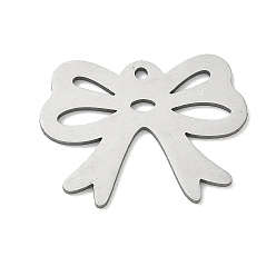 Stainless Steel Color 201 Stainless Steel Pendants, Bowknot Charms, Laser Cut, Stainless Steel Color, 20.5x27.5x1.5mm, Hole: 1.5mm