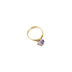 Lapislazuli Ringe aus natürlichen Lapislazuli-Nuggets, Messingschmuck für Damen Herren, golden, Innendurchmesser: 18 mm