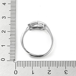 Платинированный Регулируемое сердце 925 компоненты кольца из стерлингового серебра, с кубического циркония, установка открытой рамки, Реальная платина, размер США 7 1/4 (17.5 мм)