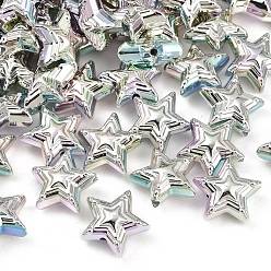 Серебро УФ-покрытие непрозрачные бусины из пластика ccb, радужный, звезда, серебряные, 20.5x22x10.5 мм, отверстие : 2 мм