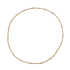 Golden PVD Vacuum Plating 304 Stainless Steel Column Beaded Link Chain Necklace, Box Chain Necklace, Golden, 30.16 inch(76.6cm)