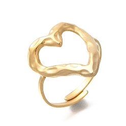 Настоящее золото 18K 304 кольца из нержавеющей стали для женщин, сердце, реальный 18 k позолоченный, 18x17 мм, внутренний диаметр: 18.5 мм