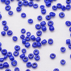 Blue 12/0 Glass Seed Beads, Grade A, Round, Opaque Colours, Blue, 1.8~2.0mm, Hole: 0.8mm, about 28000pcs/pound