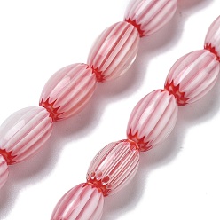 Красный Handmade millefiori lampwork beads strands, рис, красные, 11~12x7~8 мм, отверстие : 0.9 мм, около 31 шт / нитка, 13.98~14.37 дюйм (35.5~36.5 см)