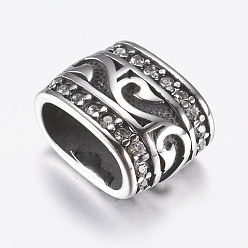 Античное Серебро 316 брелоки из хирургической нержавеющей стали, со стразами, прямоугольные, античное серебро, 11.5x16x10 мм, отверстие : 6x12 мм