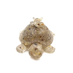 Rutilated Кварц Фигурки черепах из смолы, с натуральной рутилированной кварцевой крошкой внутри статуй для украшения домашнего офиса, 88x62x46 мм