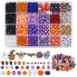 (52) Непрозрачная лаванда Наборы для самостоятельной работы на тему Хеллоуина, включая синтетическую бирюзу, железо, акрил, смолу, стекло и полимерную глину, подвески и застежки из эмалевого сплава, разноцветные, 12x6 мм, отверстие : 1.2 мм