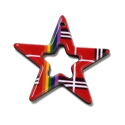 Colorful Acrylic Pendants, for DIY Earring Findings, Star, Colorful, 27x28x2mm, Hole: 1.4mm