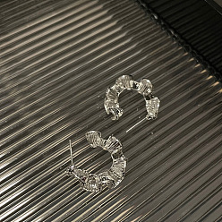 Серебро Латунь серьги, форма волны c, серебряные, 23x22 мм