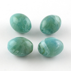 Medium Turquoise Oval Imitation Gemstone Acrylic Beads, Medium Turquoise, 20x15mm, Hole: 2mm, about 170pcs/500g