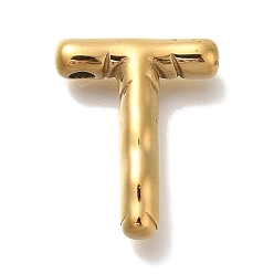 Letter T Вакуумное покрытие pvd 304 подвески из нержавеющей стали, реальный 18 k позолоченный, буквенное очарование, Письмо T, 19.5x15.5x4.5 мм, отверстие : 2 мм