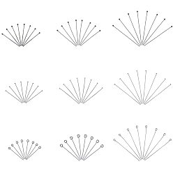 Stainless Steel Color 304 Stainless Steel Pin Sets, with Eye Pin, Ball Head Pins and Flat Head Pins, Stainless Steel Color, 74x73x25mm, 540pcs/box
