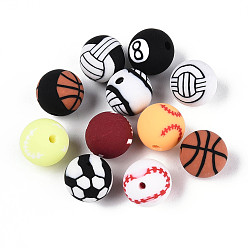 Mixed Shapes Бусины из полимерной глины , игры с мячом, разнообразные, 9.5~10 мм, отверстие : 1.5~2 мм