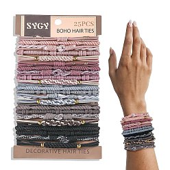 (52) Непрозрачная лаванда Нейлоновые резинки для волос, с фурнитурой из сплава и пластика, разноцветные, 160 мм, 25 шт / комплект