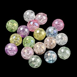 Gemischte Farbe Transparent Knistern Acrylperlen, Runde, ab Farbe plattiert, Gemischte Farbe, 8 mm, Bohrung: 2.2 mm, ca. 1800 Stk. / 500 g
