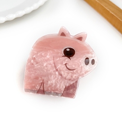 Свинья Акриловые коготь заколки, розовые, свинья, 62x53 мм