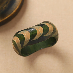 Green Moon Engraved Wood Wavy Wide Bangles for Women, Green, Inner Diameter: 2.64 inch(6.7cm)