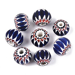 Bleu Nuit Perles rondelles en verre millefiori faites à la main, perles chevrons, bleu minuit, 24~35x22~29mm, Trou: 3~12mm