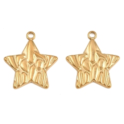 Doré  Pendentifs en acier inoxydable, breloques en forme d'étoile martelée, or, 304mm, Trou: 21.5x19.5x1.5mm