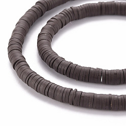 Coconut Brown Handmade Polymer Clay Bead Strands, Heishi Beads, Disc/Flat Round, Coconut Brown, 6x0.5~1mm, Hole: 2mm, about 320~447pcs/strand, 15.74 inch~16.92 inch