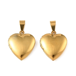Real 20K Gold Plated 316 подвески из нержавеющей стали Locket, шарма сердца, с 304 защелкой из нержавеющей стали на поручнях, долговечный, ионное покрытие (ip), реальный 20 k позолоченный, 22.5x19.5x5.5 мм, отверстие : 6.5x3.5 мм, внутренний диаметр: 14x13 мм