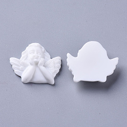 White Resin Cabochons, Cupid/Cherub, White, 25x29.5x8.5mm