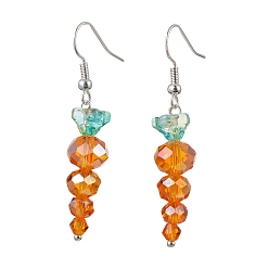 Темно-Оранжевый Пасхальные морковные стеклянные серьги-подвески для женщин, темно-оранжевый, 49.5x9 мм