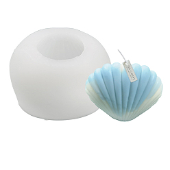 White Shell Shape DIY Candle Food Grade Silicone Molds, for Scented Candle Making, White, 9.8x6.2x7.5cm