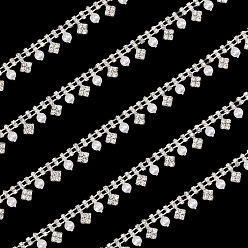 Платина Железо горный хрусталь чашка цепи, с имитацией жемчуга, круглые, с картонной карточкой, платина, 16.5~17 мм