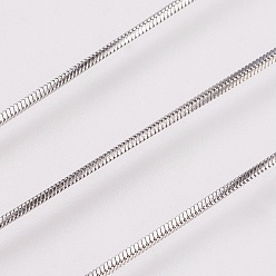 Stainless Steel Color Tarnish Resistant 304 Stainless Steel Square Snake Chains, with Spool, Soldered, Stainless Steel Color, 0.9x0.7mm, about 32.8 Feet(10m)/roll
