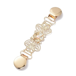 Золотой Клипсы для кардигана из сплава, зажимы воротника свитера, с абс пластмассовыми жемчужными бисером, цветок, золотые, 140x31 мм