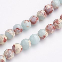 Light Blue Synthetic Imperial Jasper Beads Strands, Dyed, Round, Light Blue, 4mm, Hole: 1mm, about 81pcs/strand, 14.5 inch