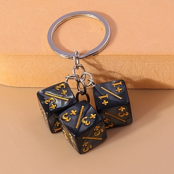 Dark Gray Matel and Plastic Dice Keychain, Dark Gray, 8cm