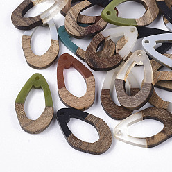 (52) Непрозрачная лаванда Подвески из смолы и ореха, слеза, разноцветные, 28x17.5x3 мм, отверстие : 1.8 мм