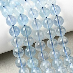 Класс A Природные Аквамарин бисер нитей, круглые, класс А, 8~8.5 мм, отверстие : 0.8 мм, около 48~49 шт / нитка, 15.35~15.55'' (39~39.5 см)