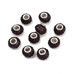 Танзания Бусины со стразами из смолы, с двойными сердечниками серебрянного цвета из латуни, класс А, рондель, танзанитом, 10x7 мм, отверстие : 2.5 мм