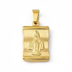 Golden 304 Stainless Steel Pendants, Rectangle with Queen and Cross, Golden, 24x15x4mm, Hole: 6x5mm