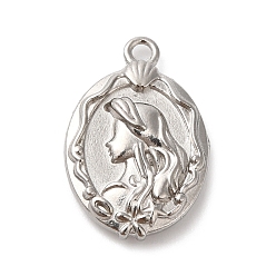 Oval 304 подвески из нержавеющей стали, цвет нержавеющей стали, женская модель, овальные, 18x12x3 мм, отверстие : 1.4 мм