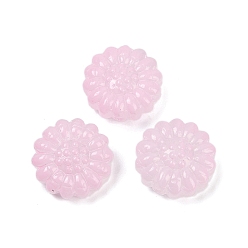 Pink Прозрачные стеклянные бусины, цветы, спекающийся лак, розовые, 16x15.5x7.5 мм, отверстие : 1.2 мм