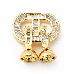 Настоящее золото 18K Стойка покрытие латунь проложить прозрачный кубический цирконий застегнуть застежки, без кадмия и без свинца, овальные, реальный 18 k позолоченный, 38 мм, овальный : 20x14x2 mm, застежка : 14x7.5x7.5 mm, внутренний диаметр: 5.5 мм