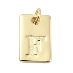Letter F Латунные подвески, прямоугольник с подвесками-буквами, стойки покрытие, без свинца и без кадмия, долговечный, с целью перехода в кольце, Буква F, 15.5x10x1.3 мм, отверстие : 3.4 мм