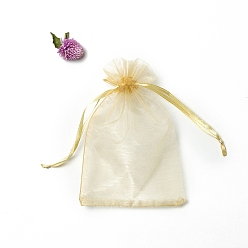 Лимонный шифон Прямоугольные сумки для хранения подарков из органзы на шнурке, лимонный шифон, 12x9 см