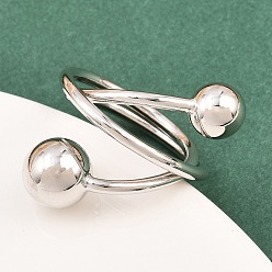 Платина Латунные кольца-манжеты для женщин, долговечный, стойки покрытие, платина, внутренний диаметр: 17 мм