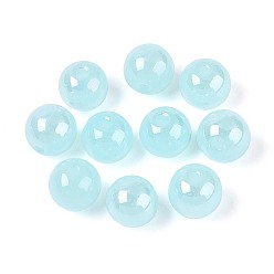 Небесно-голубой Гальванизированные круглые стеклянные бусины нити, гальваническое покрытие, голубой, 8 мм, отверстие : 1.4~1.8 мм, о: 2500 шт / 1000 г