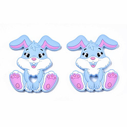 Light Sky Blue Food Grade Eco-Friendly Silicone Focal Beads, Rabbit, Light Sky Blue, 90x72x9mm, Hole: 10.5x13mm
